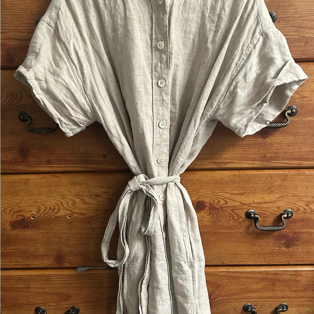 J. Crew Capitaine Shirt Dress in 100% Linen Flax Women’s large - Picture 4 of 6